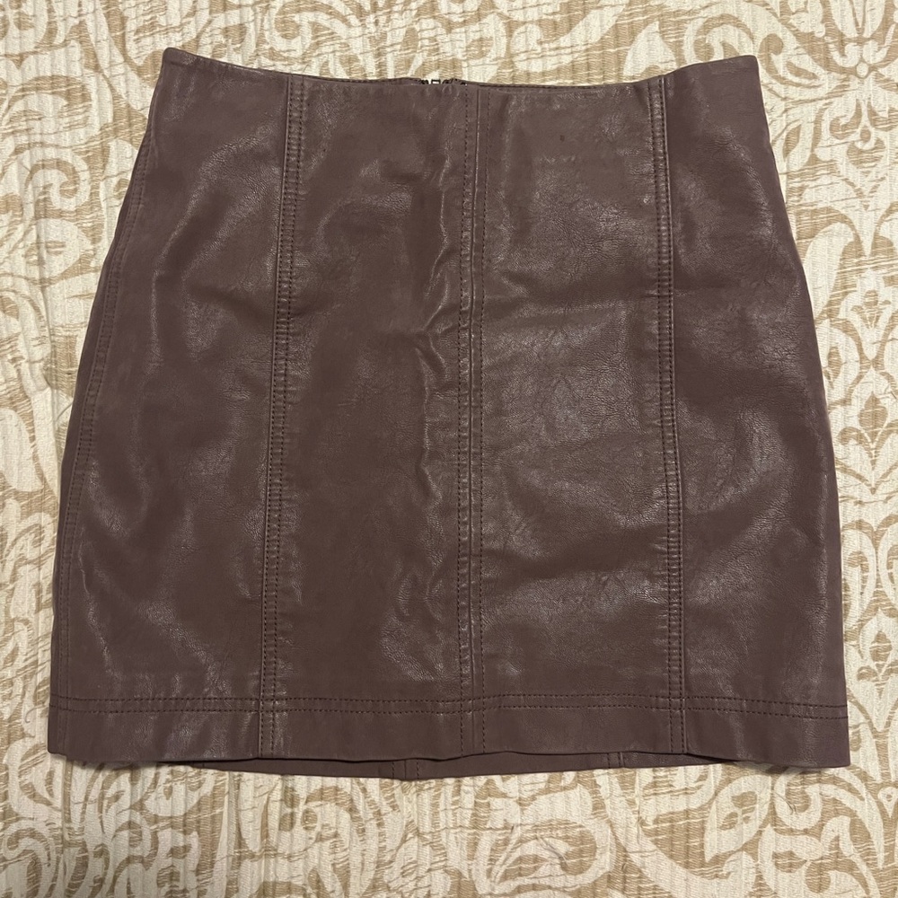 Free People Brown Faux Leather Mini Skirt Size 4